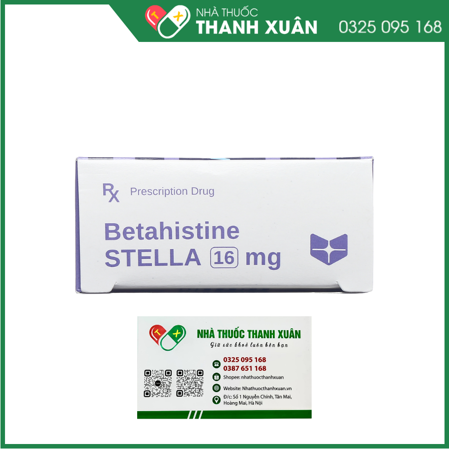 Betahistine Stella 16mg điều trị hội chứng Meniere, chóng mặt, ù tai